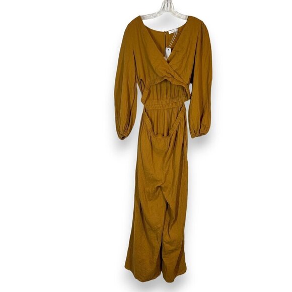 Lush Jumpsuit Cutout Wide Leg Long Sleeve Open Front Medium - Picture 1 of 10